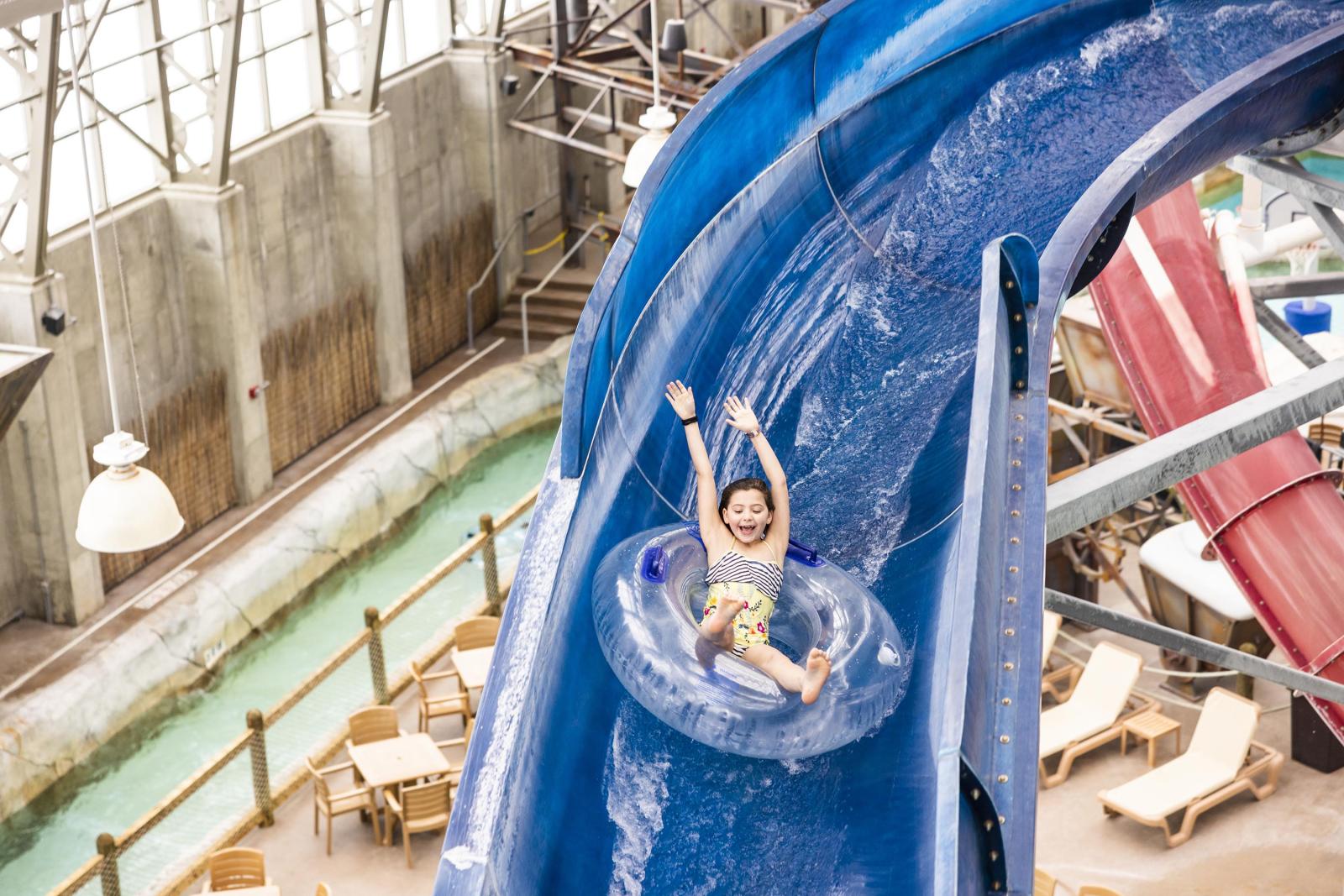 Waterpark Blue Slide Girl