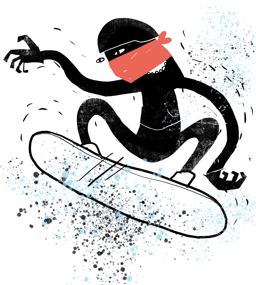 Snowboarder Red Bandana Illustration