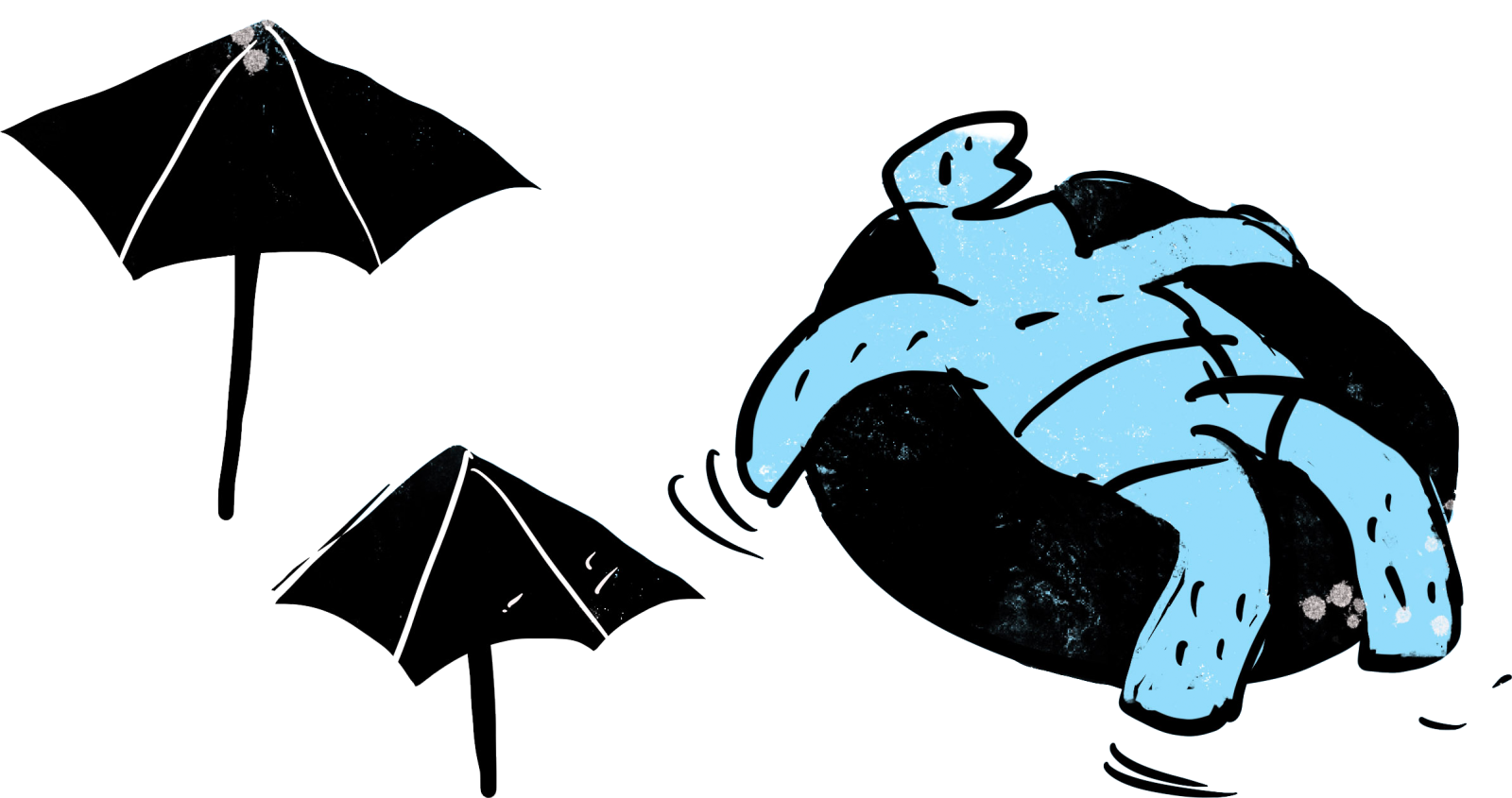 Tubing Umbrellas Illustration
