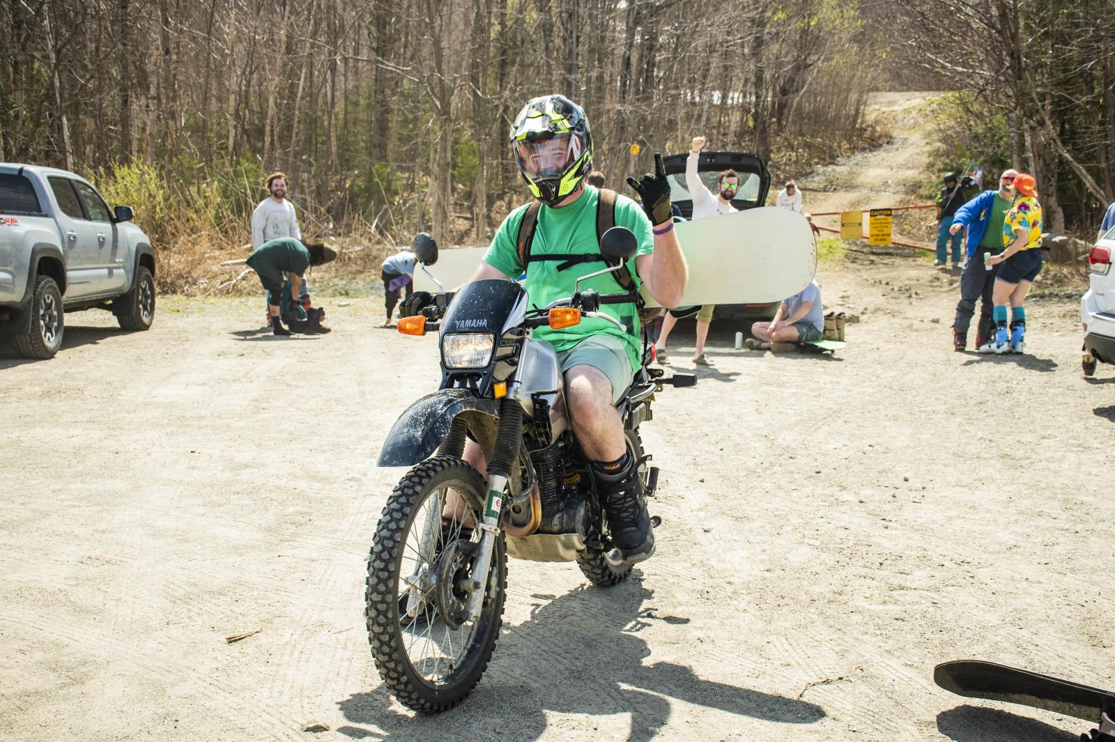 dirt bike snowboarder