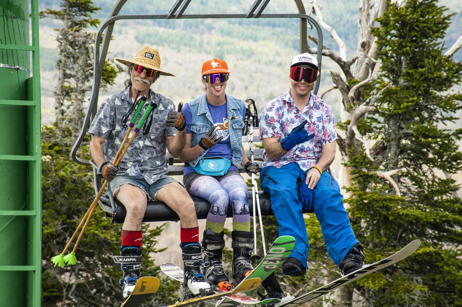 3 people on chair lift