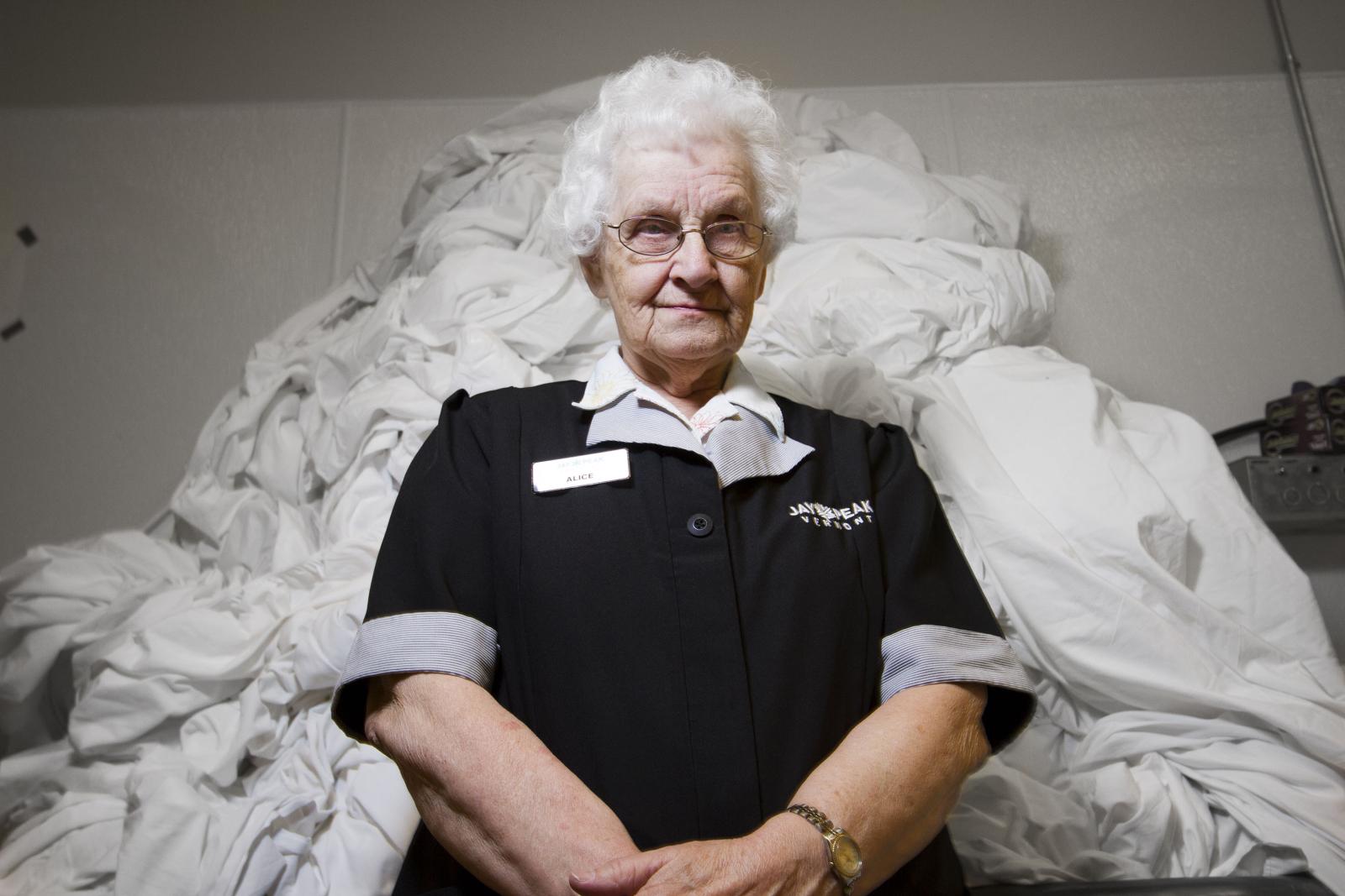 alice standing proud, pondering the time she's wasting having her photo taken