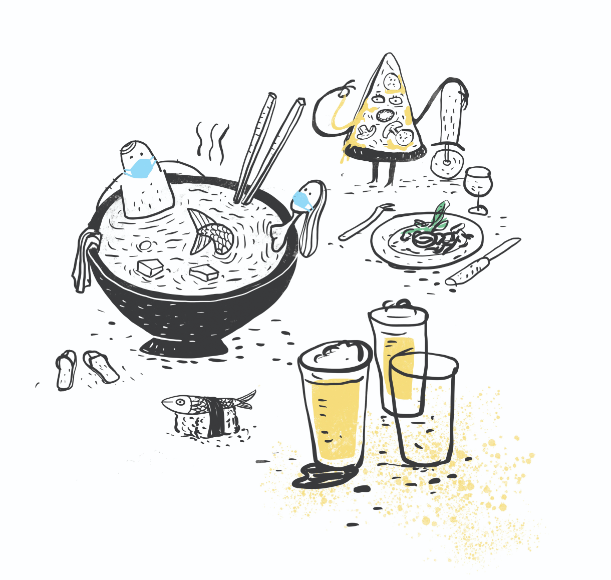 Illustration of food and beverages