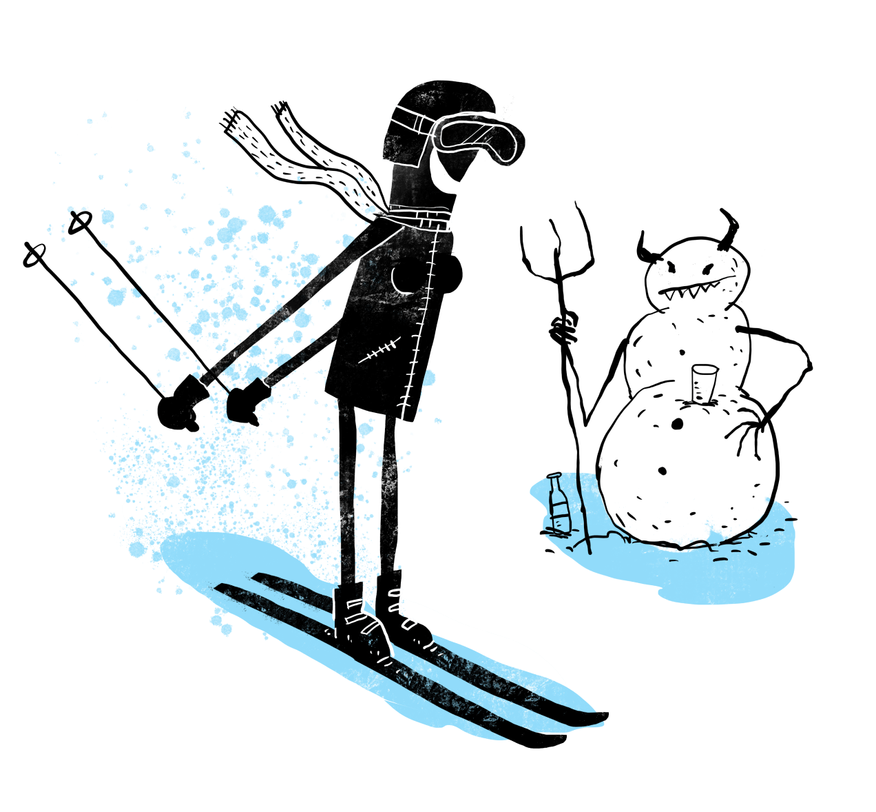 Illustration of a person skiing