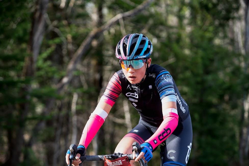focused biker in pink