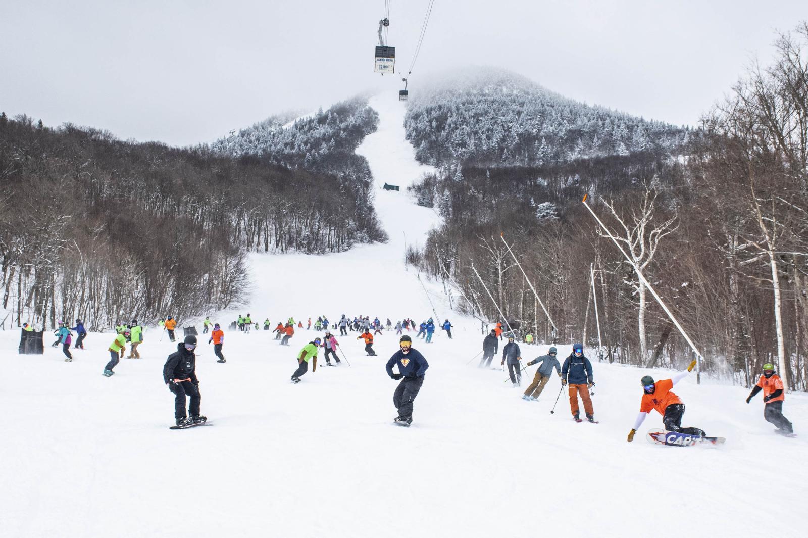 HOTS members going down Interstate Trail