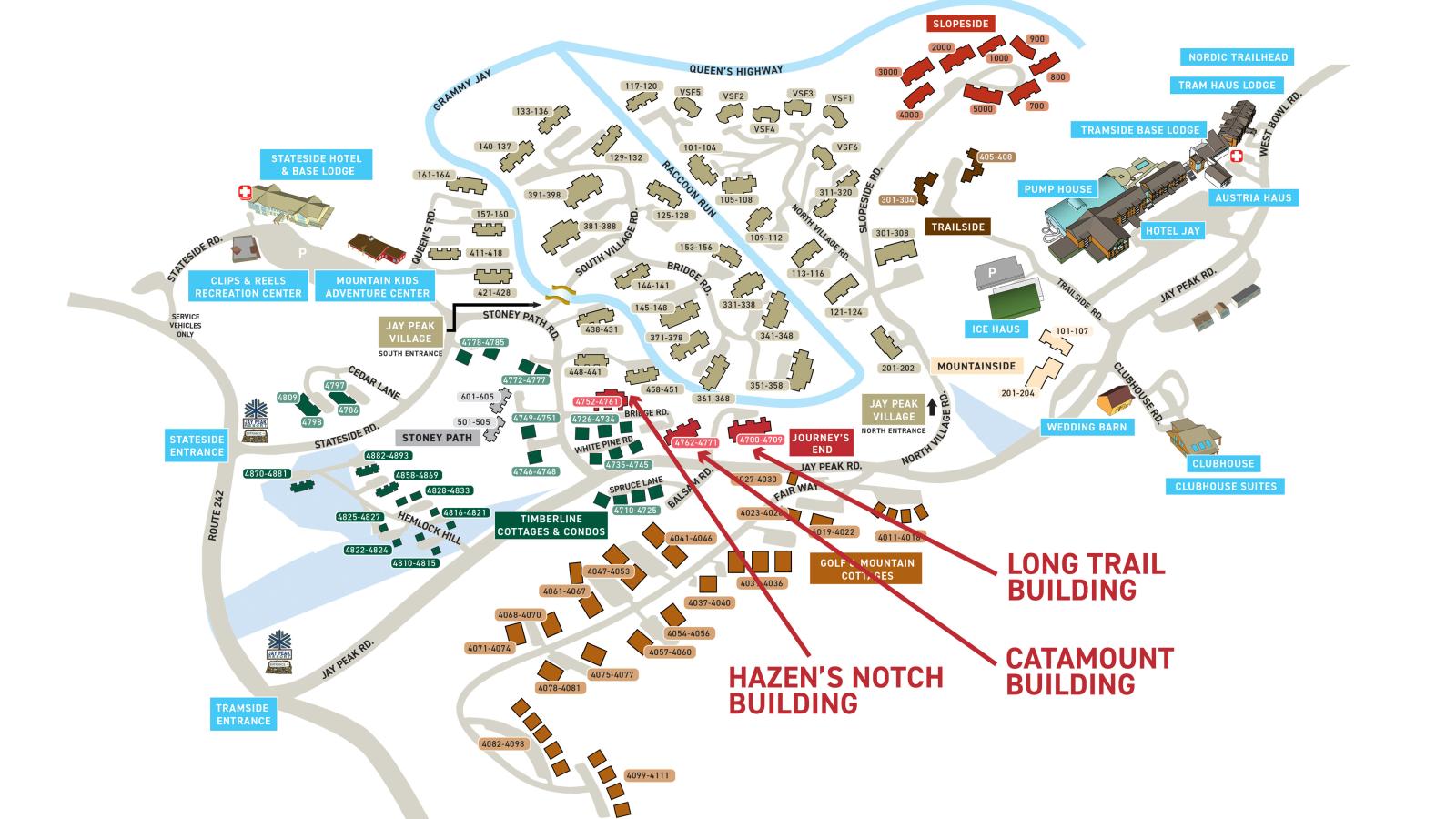 Resort Base Map of all Journey's End Real Estate Properties