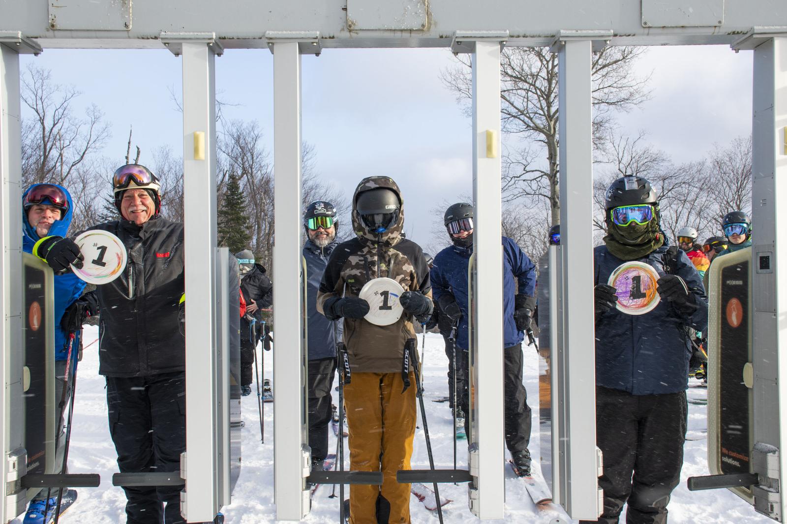 23+24 Season Opening Day first chair guests at the Jet lift line gate
