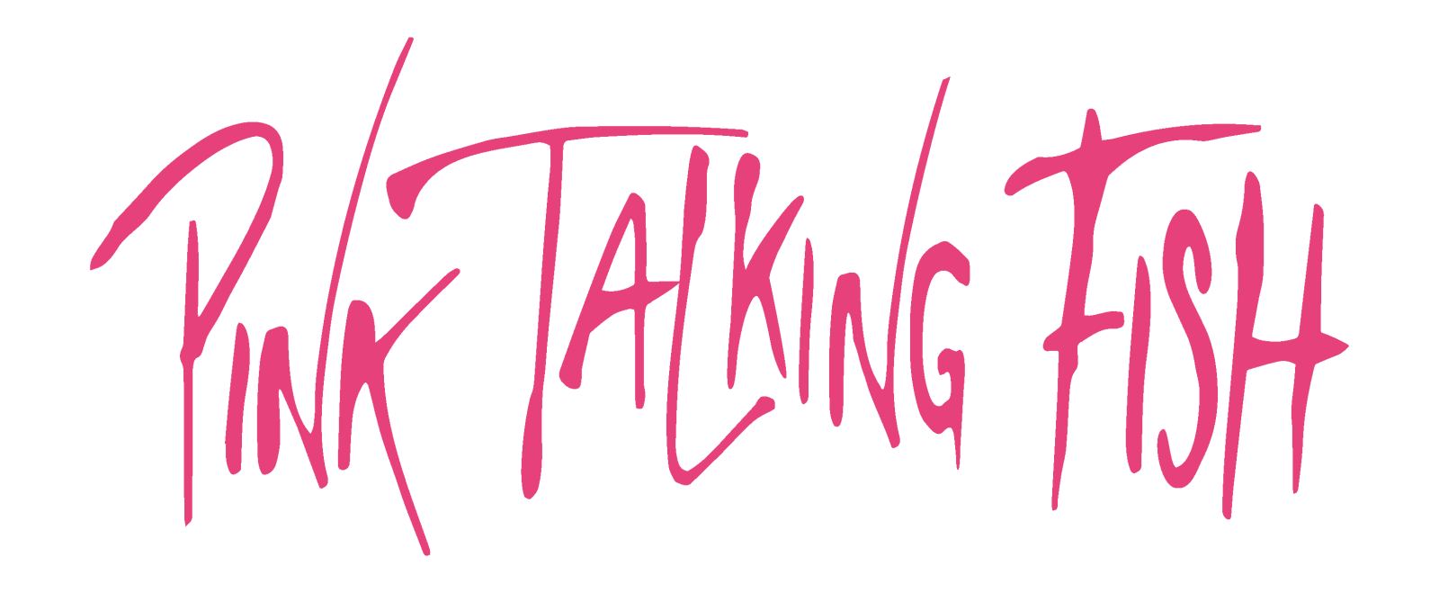 Pink Talking Fish logo in pink script.