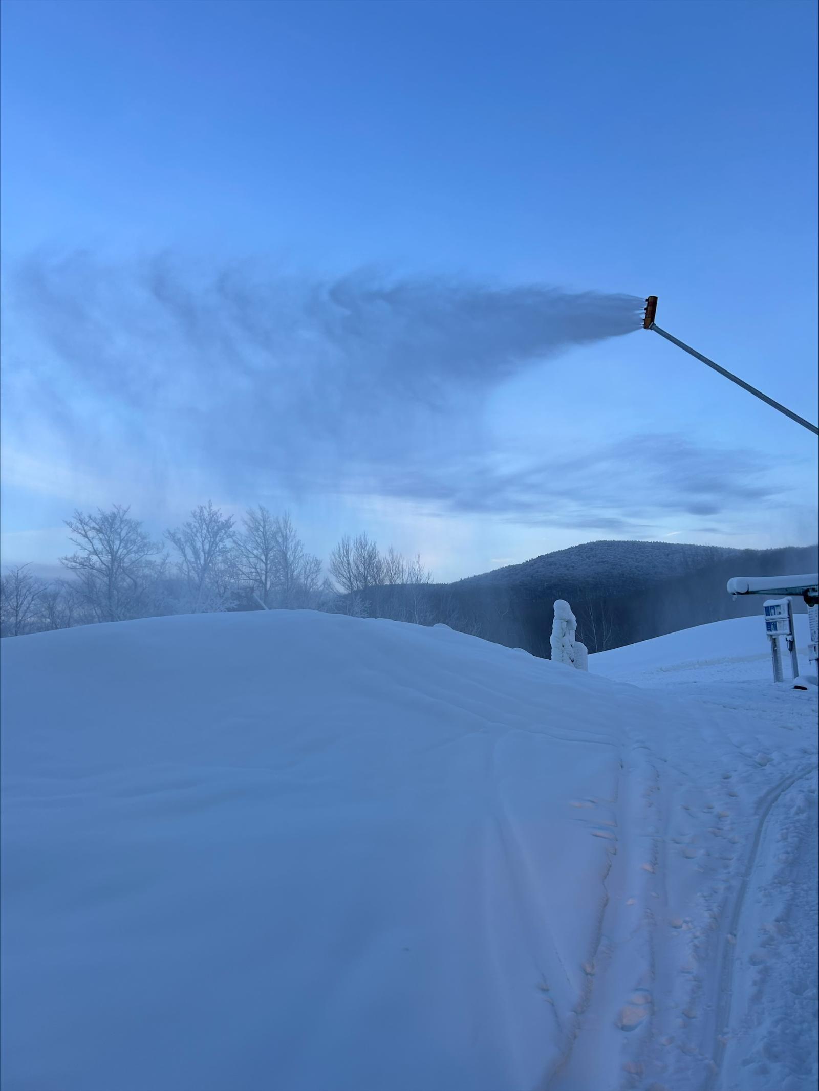 Snowmaking nonstop in preparation for opening weekend.