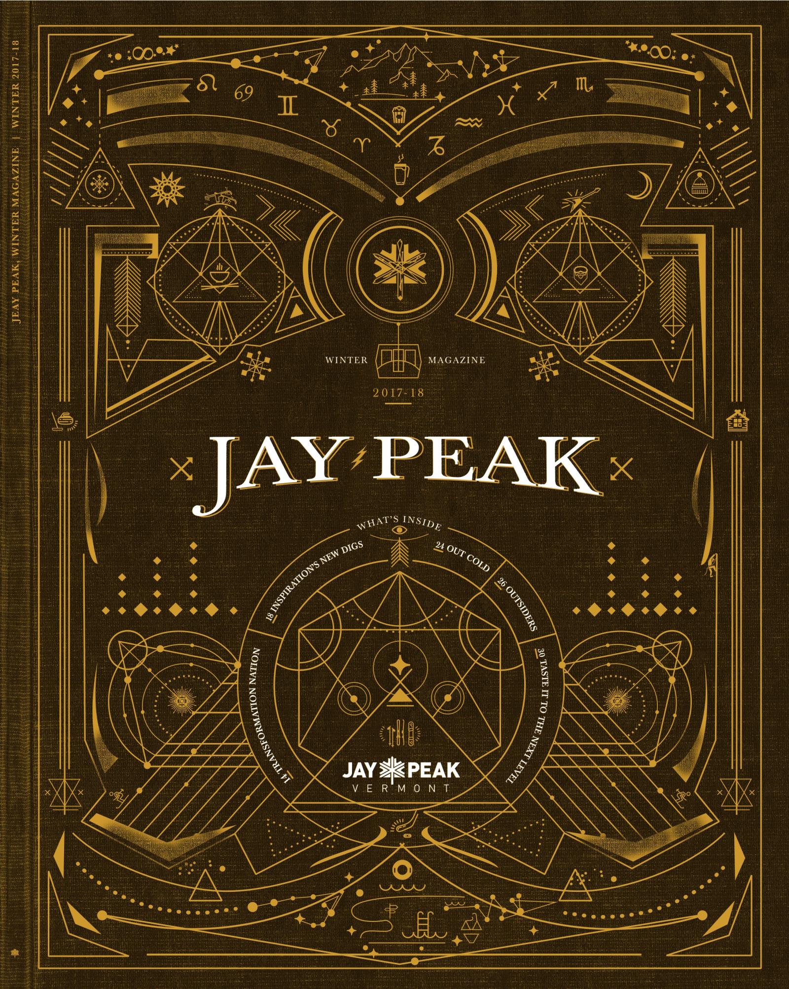 Ornate, gold geometric design with "Jay Peak" text at center.017