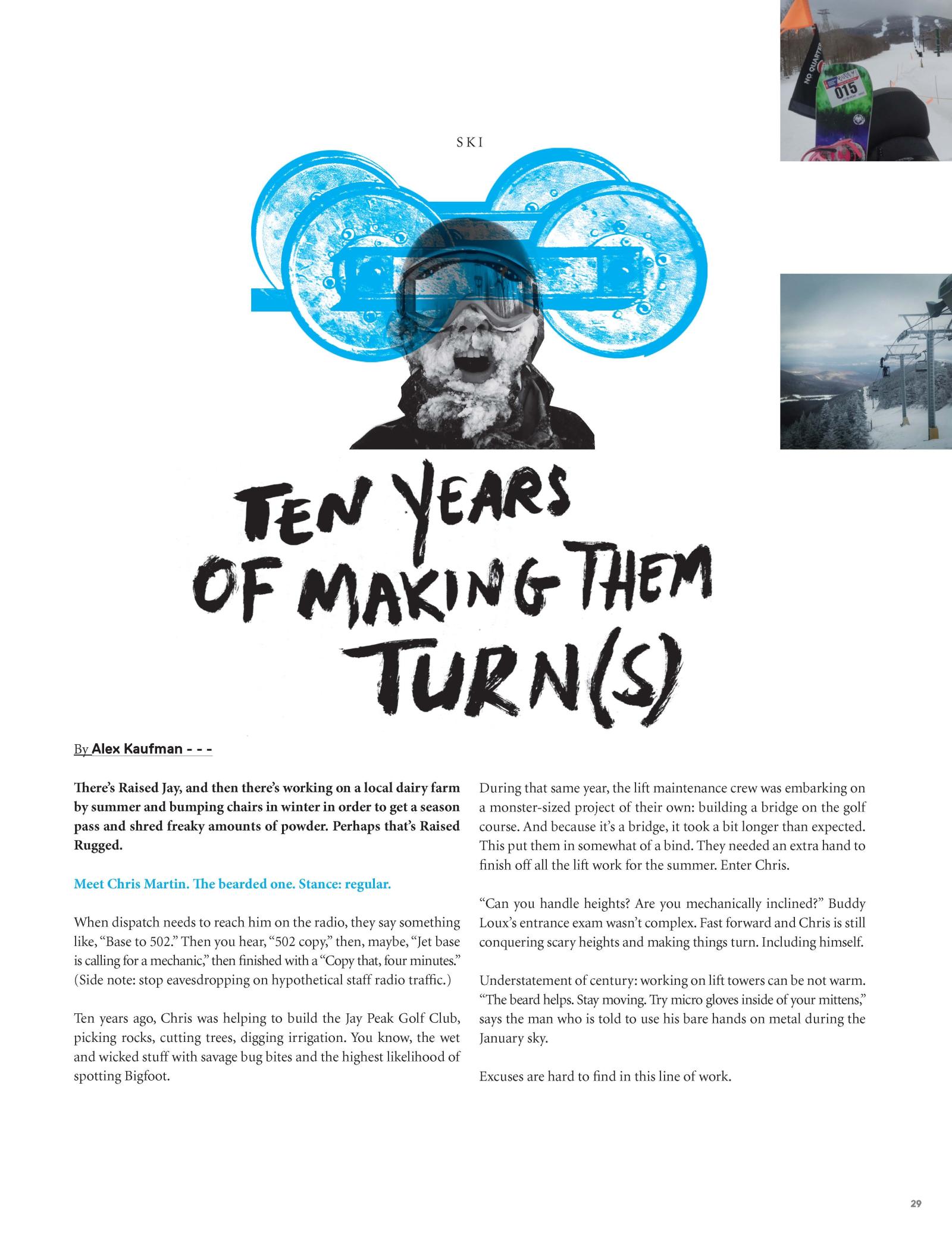 Stylized magazine page featuring text and abstract graphics.