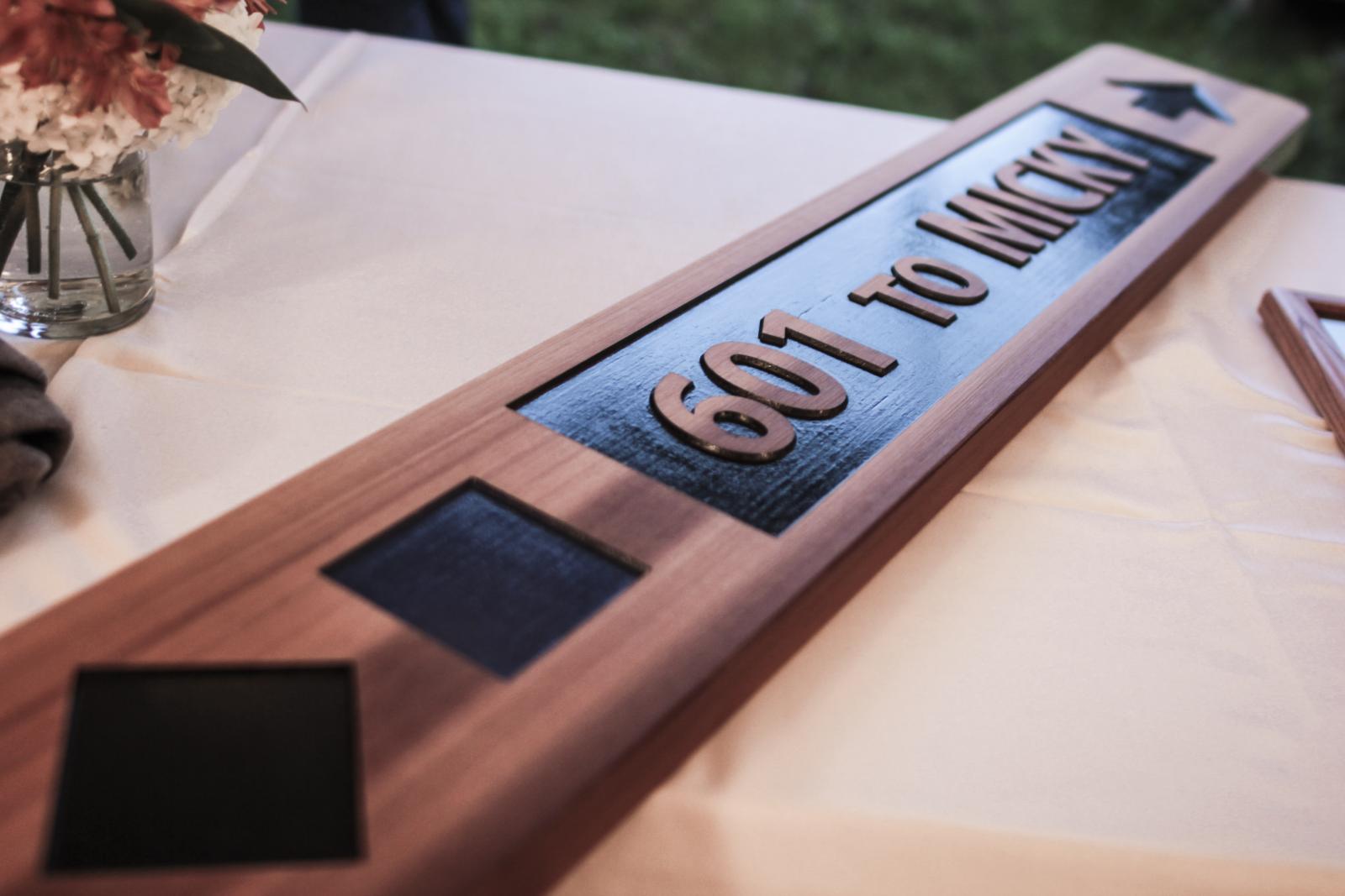 Commemorative trail sign for Peg and Mick.