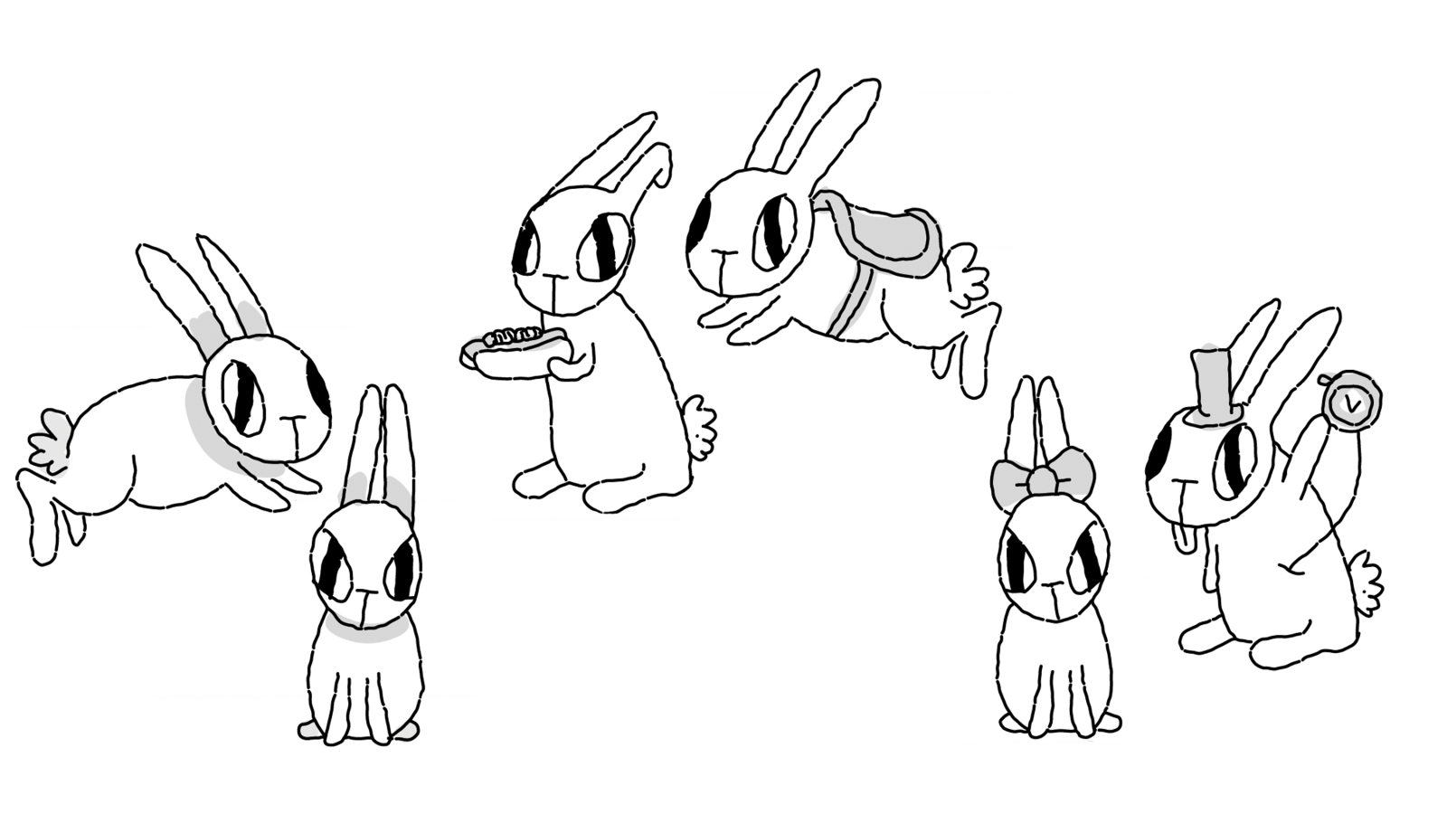 Cartoon waiter carrying a tray with roast turkey.