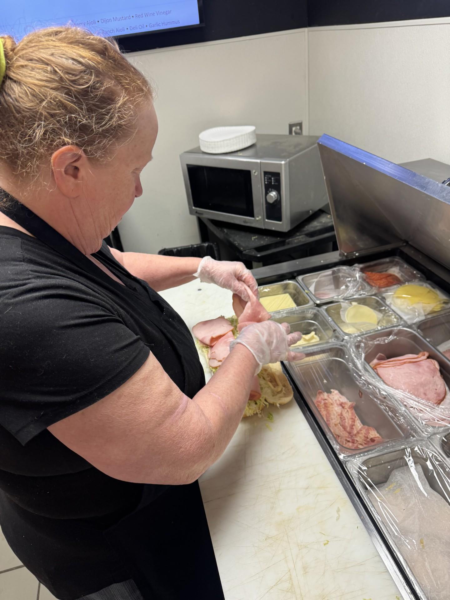 Kathy preparing the best Provisions Sub.