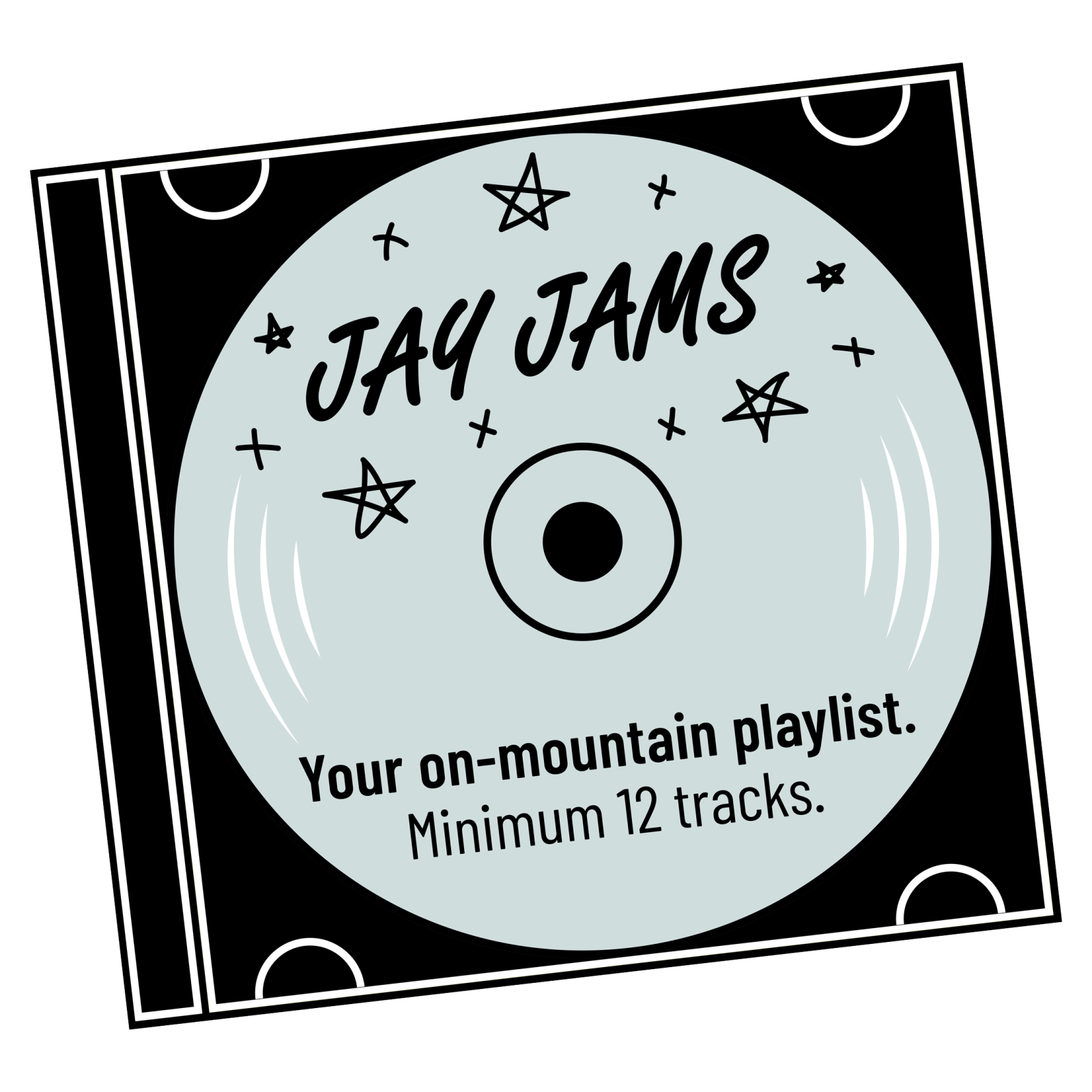 CD graphic labeled "Jay Jams" with stars and text.