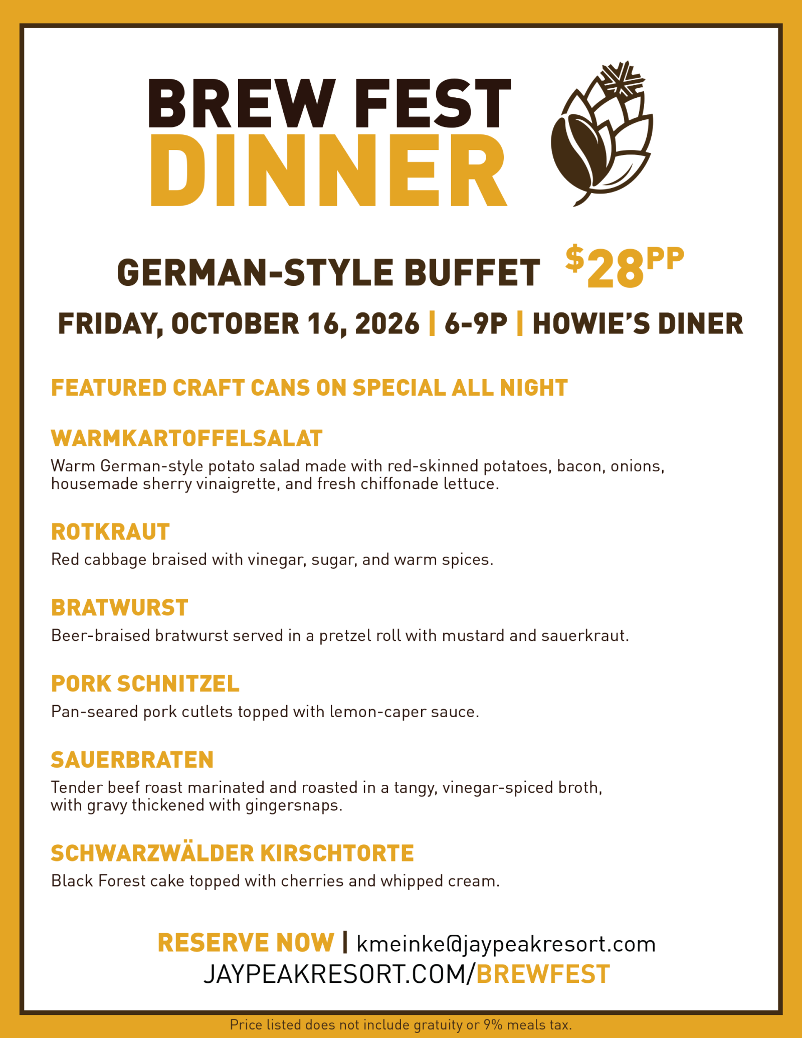 Brew Fest Dinner 2026