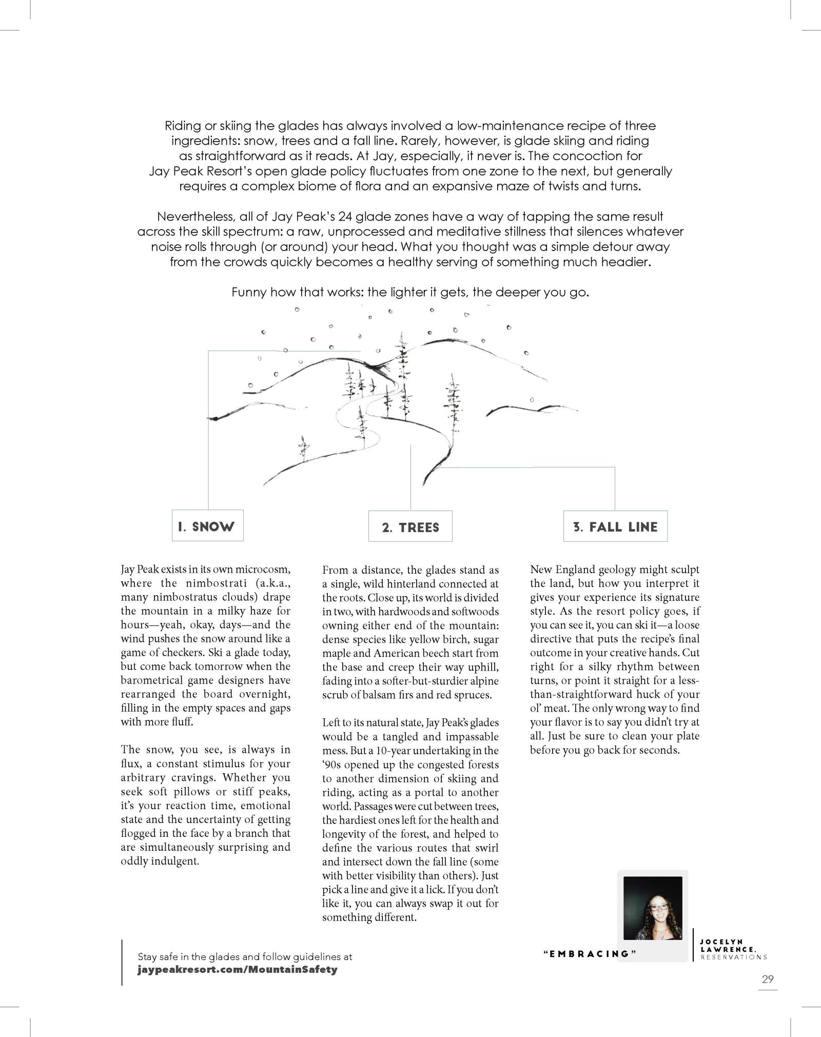 Magazine page with a sketched modern house and three columns of text.