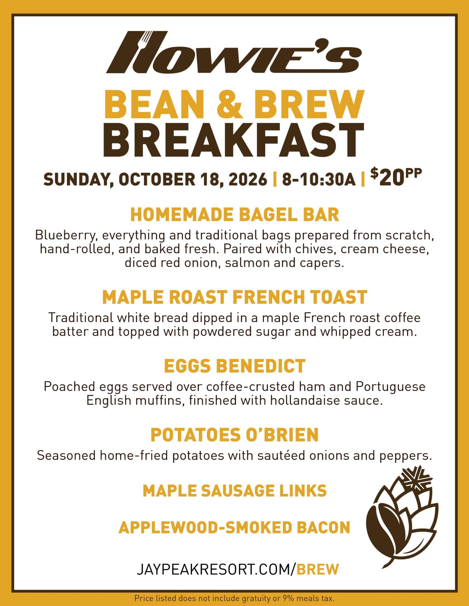 Bean and brew breakfast menu 2026