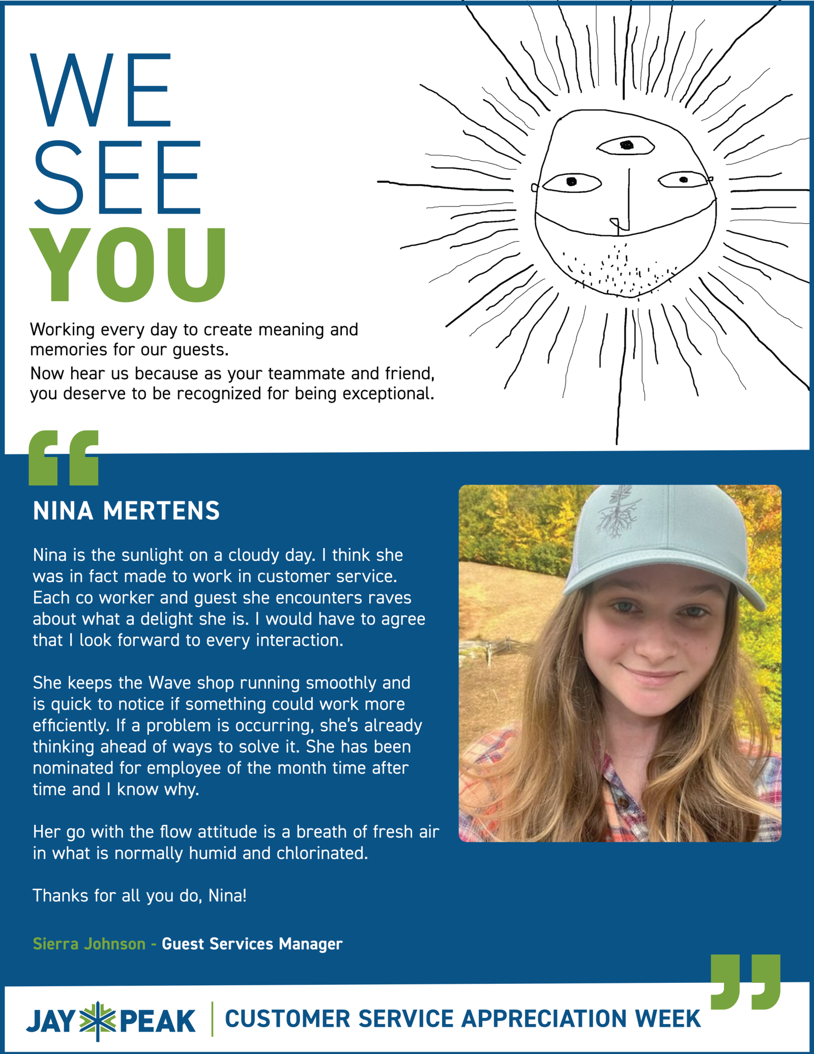 “We see you” mental health awareness poster with student photo and school support resources.