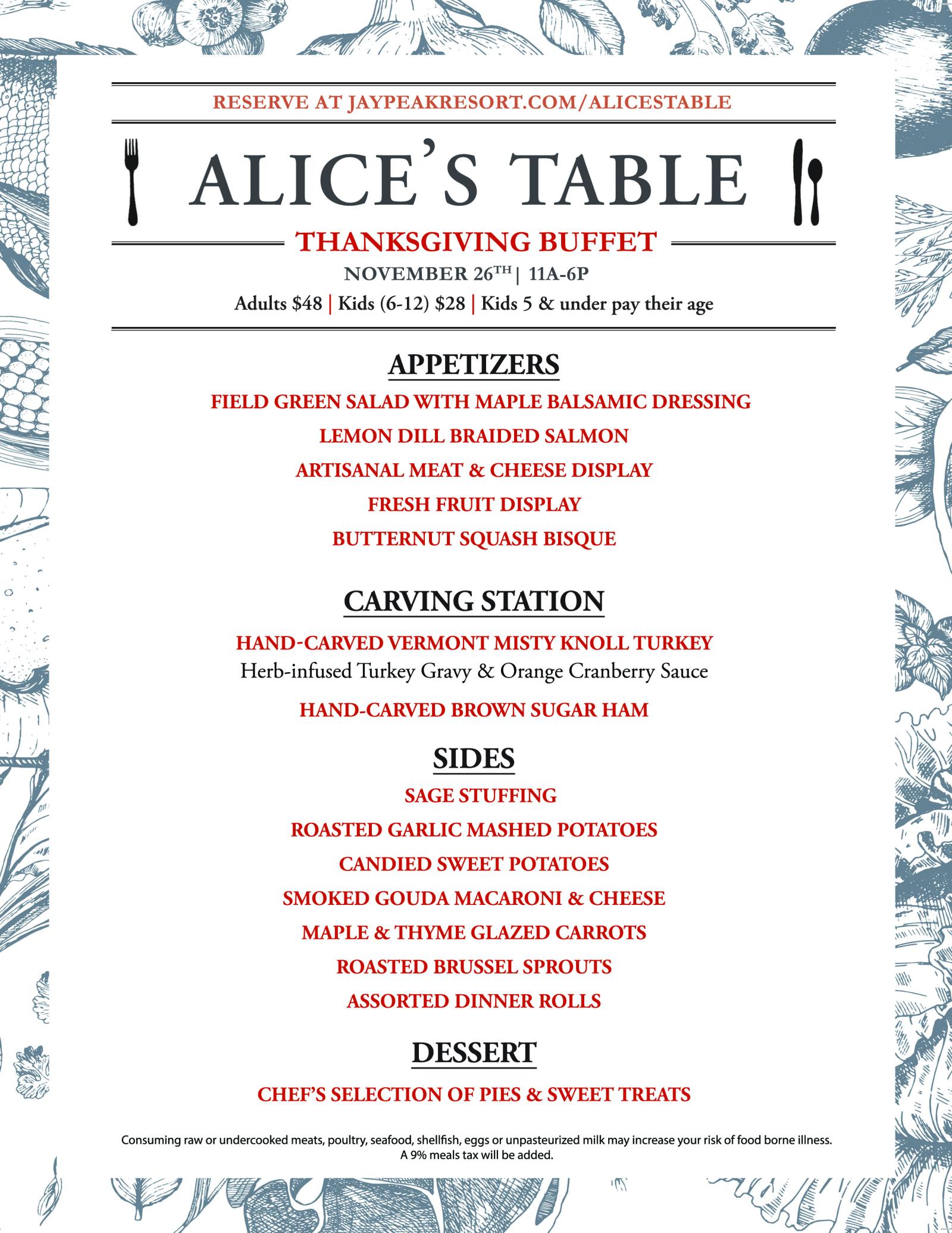 Thanksgiving Menu 2026