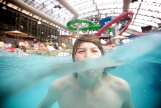 Child blowing bubbles