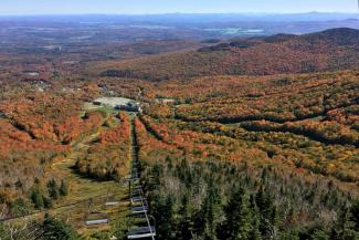 Lift Ops office with a view of peak foliage.